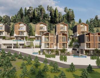 Detached Houses with Sea Views and Pools in Alanya Tepe 2