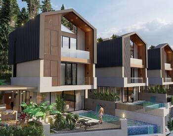 Detached Houses with Sea Views and Pools in Alanya Tepe 1