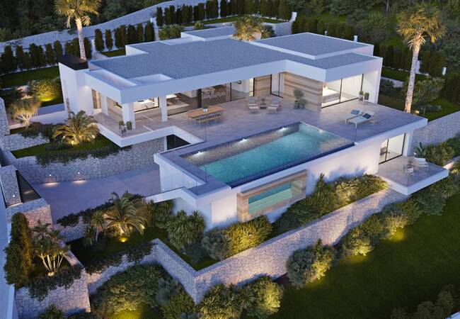 Costa Blanca Benissa'da Deniz Manzaralı Şık Tasarımlı Villa