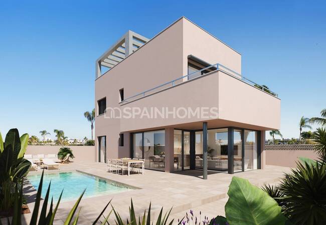 Custom House with Sea Views and Pool in Torre De La Horadada Alicante
