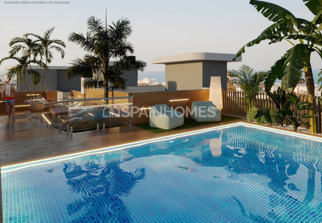 Alicante Santa Pola'da Plaja Yakın Havuzlu Sitede Daireler 2