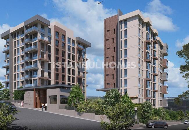 Apartments in a Complex with Forest View in Istanbul Kagithane