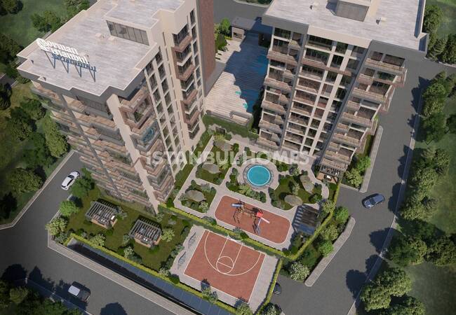 Квартиры в комплексе с видом на лес в Стамбуле, Кягытхане 3