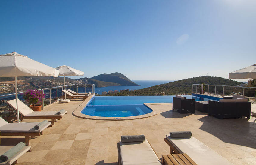 Sea View Furnished Villa in a Prestigious Area in Kalkan