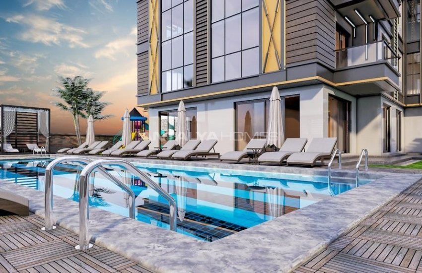 شقق بموقع جيد مطلة على البحر مع حوض سباحة في ألانيا 4