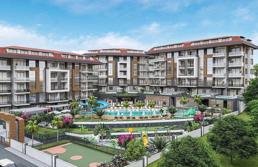 Flats in a Secure Complex with Swimming Pools in Kestel Alanya