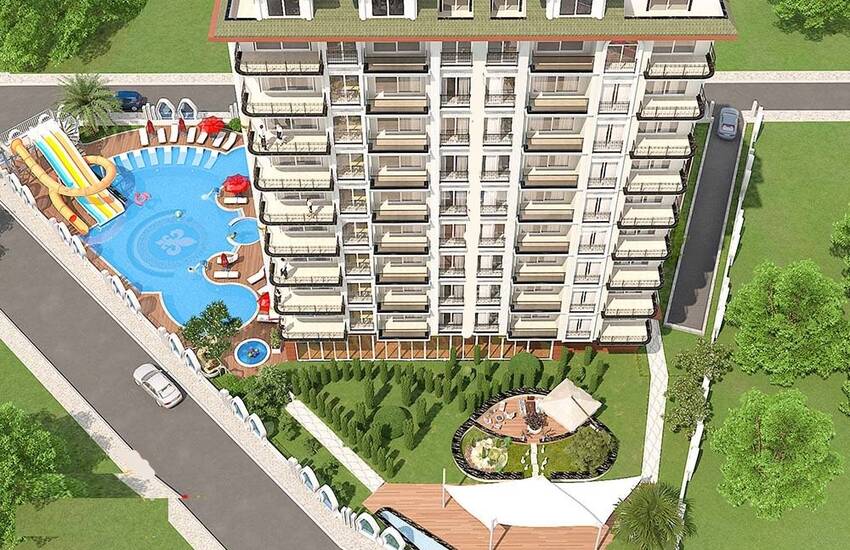 Alanya Flats in a Housing Project with Swimming Pool