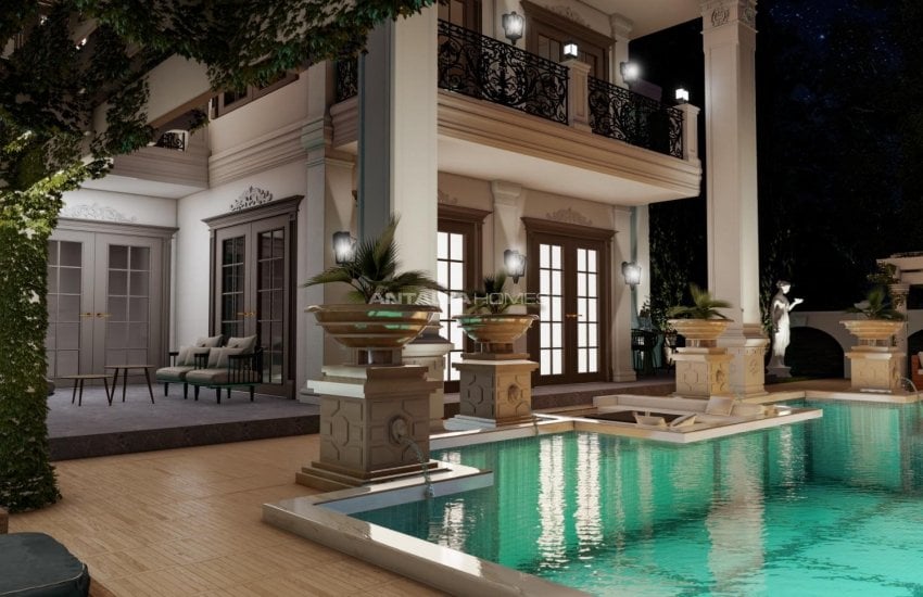 Alanya’da Deniz ve Kale Manzaralı Neoklasik Villa 4