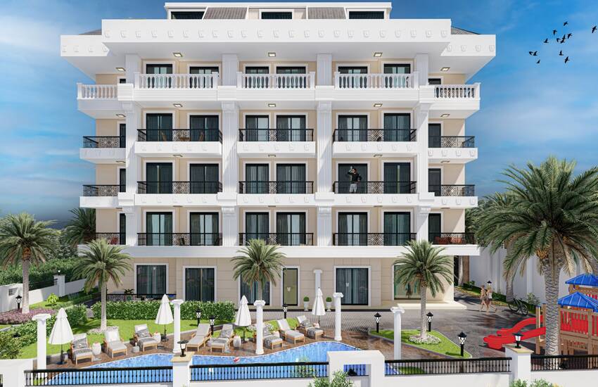 Luxury Flats in a Complex with Neoclassical Design in Alanya