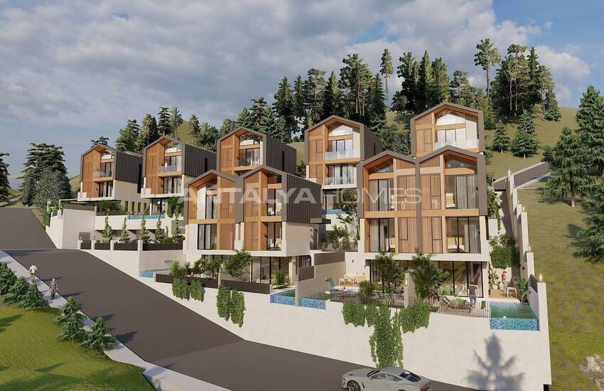 Detached Houses with Sea Views and Pools in Alanya Tepe 4