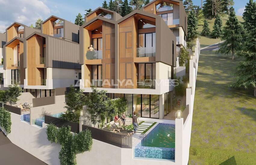 Detached Houses with Sea Views and Pools in Alanya Tepe 8
