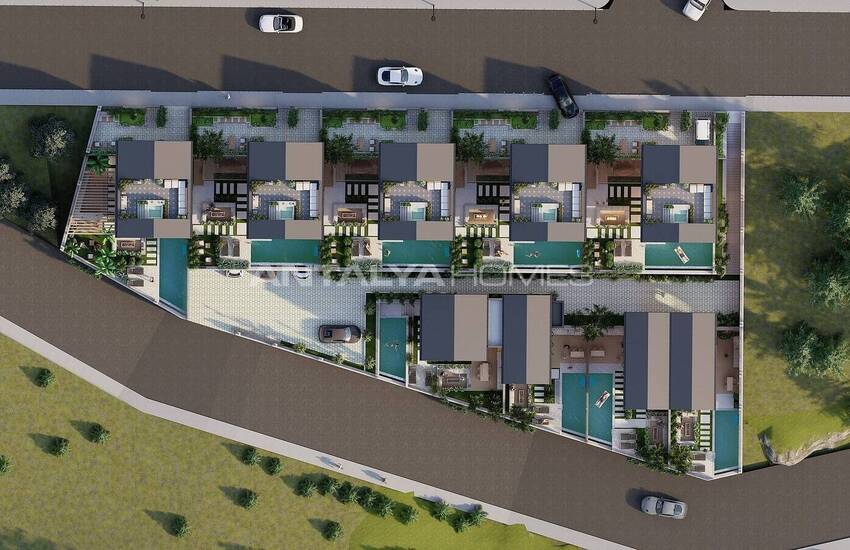 Detached Houses with Sea Views and Pools in Alanya Tepe 11