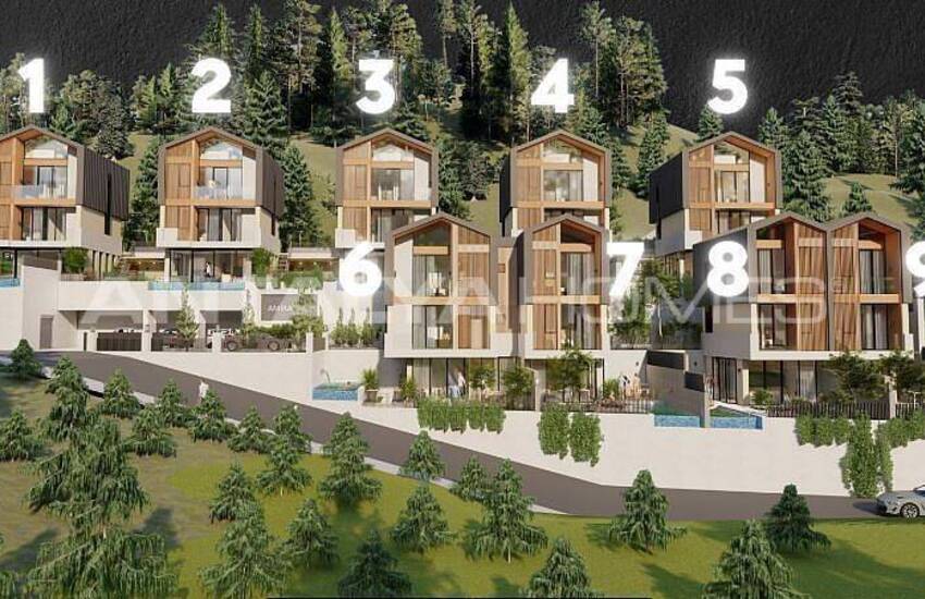 Fristående Hus Med Havsutsikt Och Pooler I Alanya Tepe 2