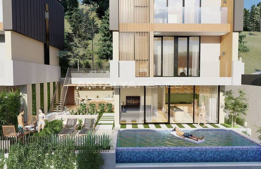 خانه های مستقل با چشم انداز دریا و استخر در آلانیا، تپه 9