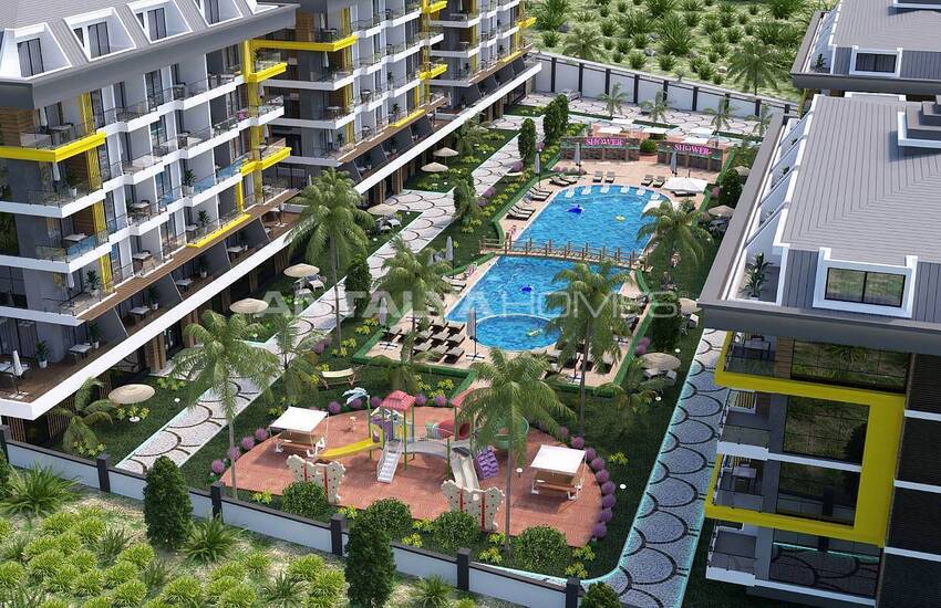 Luxuskomplex Wohnungen mit Pool in Meeresnähe in Alanya