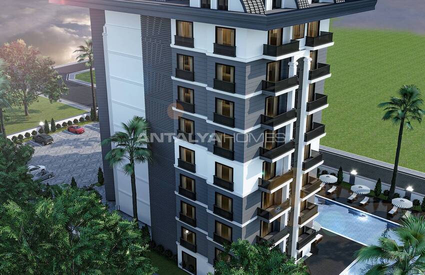 Alanya Payallar'da Site İçinde Deniz ve Şehir Manzaralı Daireler 4