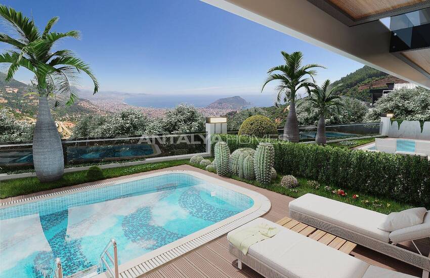 Sea View Villas for Sale with Private Pool in Alanya Tepe