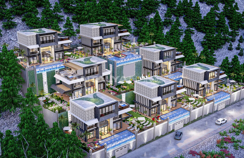 منازل مطلة على البحر مع نظام المنزل الذكي في ألانيا تيبي 12