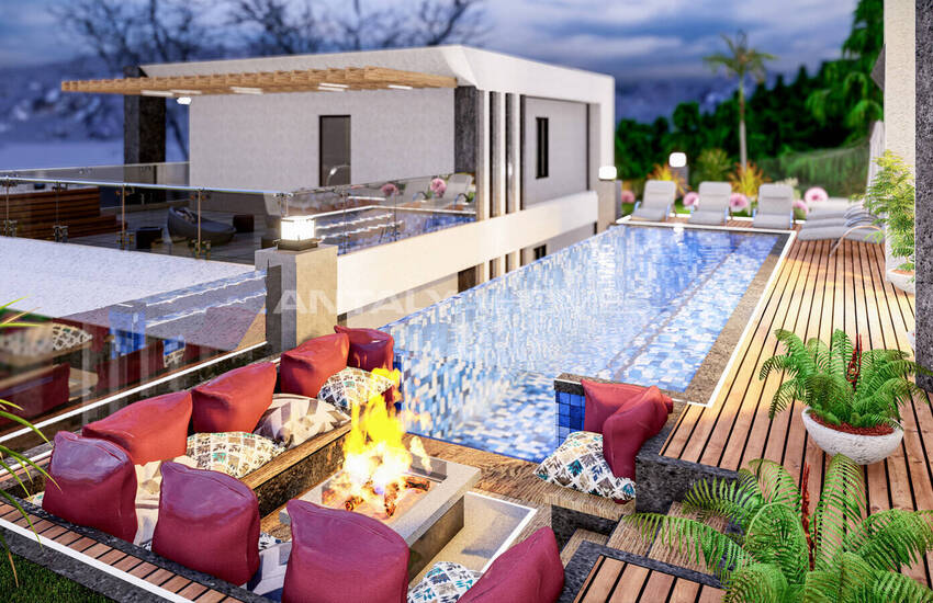 منازل مطلة على البحر مع نظام المنزل الذكي في ألانيا تيبي 10