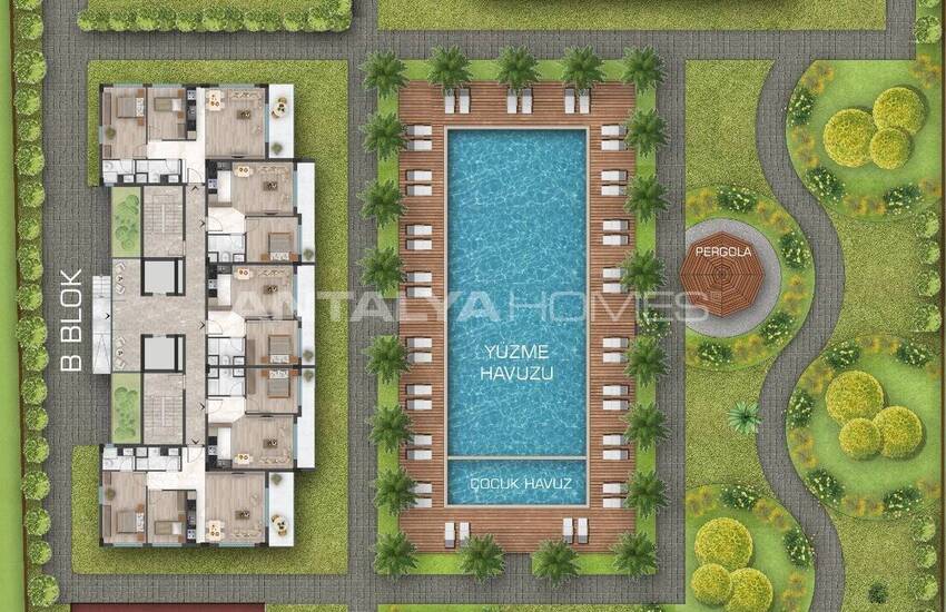 Spacious Flats in a Project with Pool in Altıntaş Antalya 13