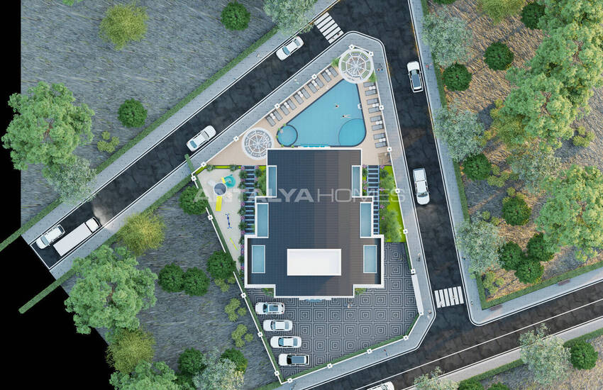 Flats in a Complex with Natural Environment in Alanya Oba 13