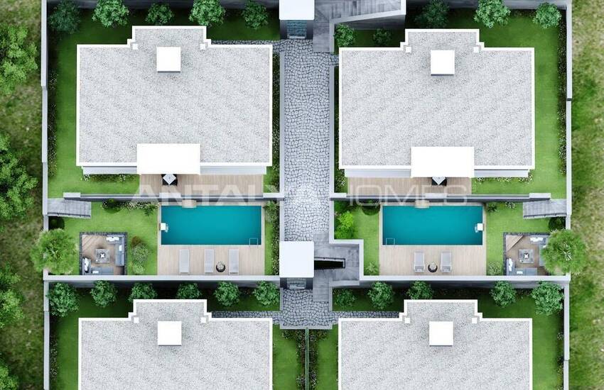 Alanya'da Şık Tasarımlı Deniz Manzaralı Villalar 8