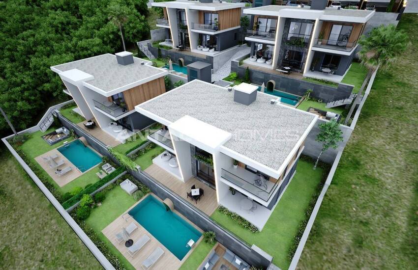 Alanya'da Şık Tasarımlı Deniz Manzaralı Villalar 2