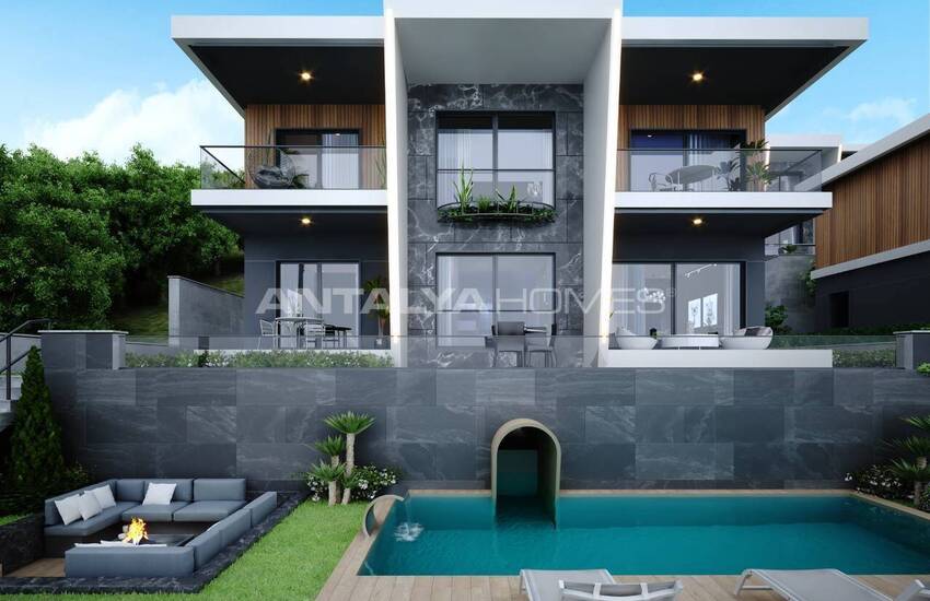 Alanya'da Şık Tasarımlı Deniz Manzaralı Villalar 4