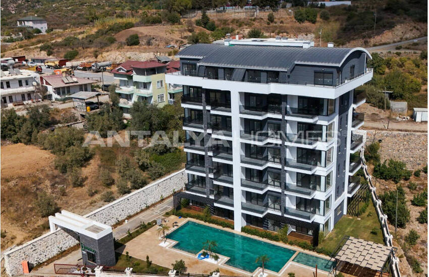 Eleganta Lägenheter Med Utsikt Över Stad Och Natur I Alanya