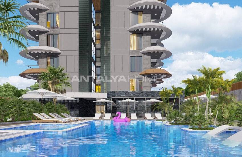 Apartments in a Seafront Complex with Social Amenities in Kestel 1