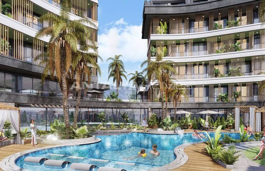 Appartementen In Een Complex Met Twee Blokken In Alanya Turkije