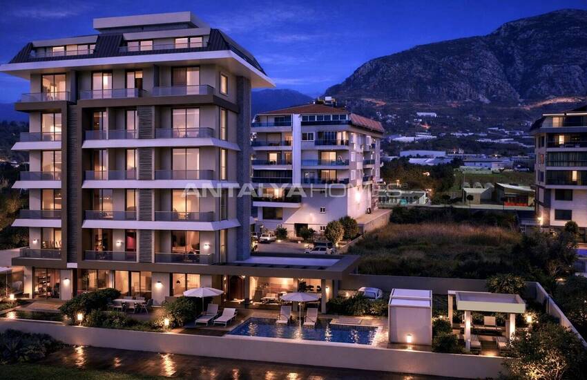 Квартиры с видом на море и общим бассейном в Алании, Кестель 1