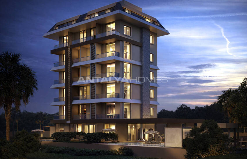 Квартиры с видом на море и общим бассейном в Алании, Кестель 2