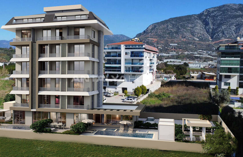 Квартиры с видом на море и общим бассейном в Алании, Кестель