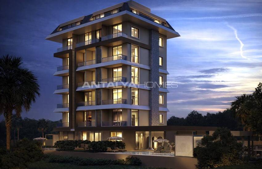 Квартиры с видом на море и общим бассейном в Алании, Кестель 2