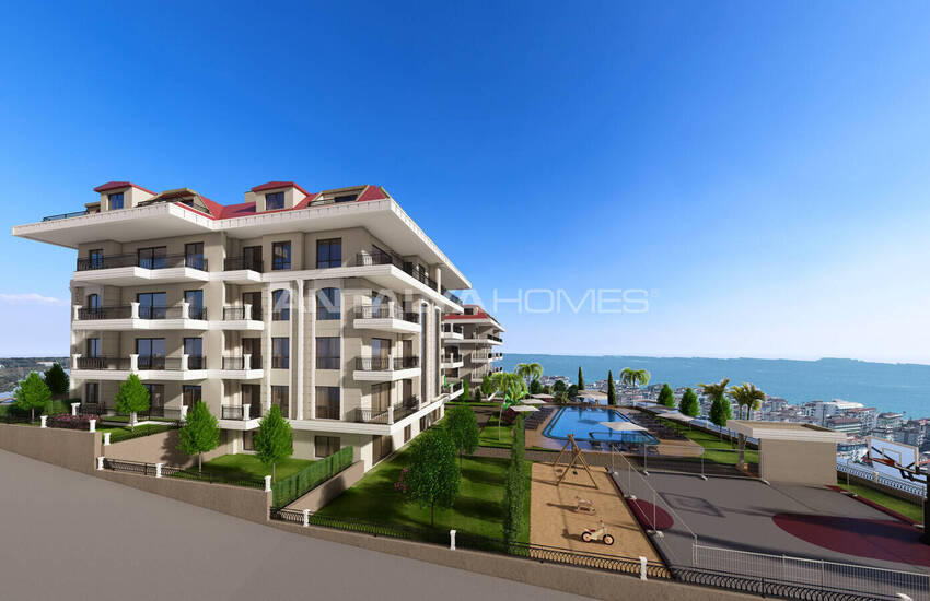 Sea View Flats in a Complex with Social Facilities in Kestel 1