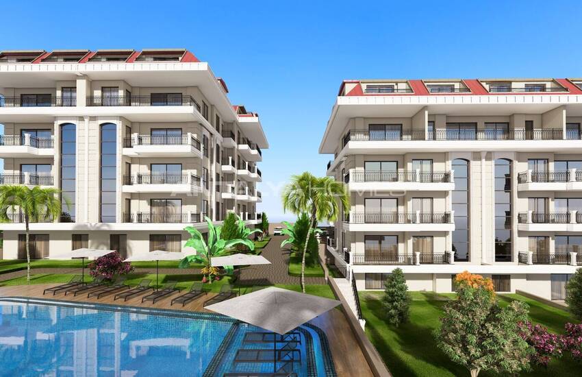 Sea View Flats in a Complex with Social Facilities in Kestel 5