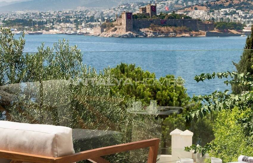 Detached Villas with Castle and Kos Island View in Bodrum 4