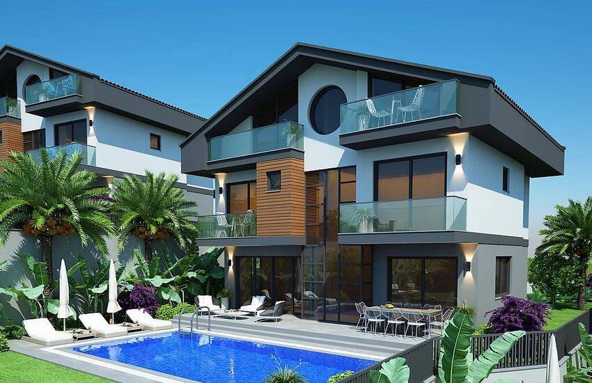 Stylishly Designed 4+1 Villas with Mountain View in Fethiye