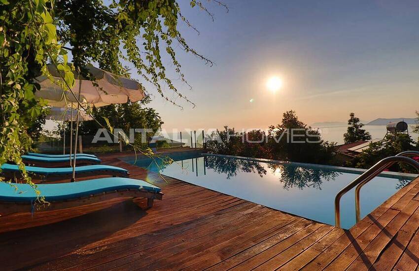 Stone and Wooden Villa with Clear Sea View in Fethiye Faralya