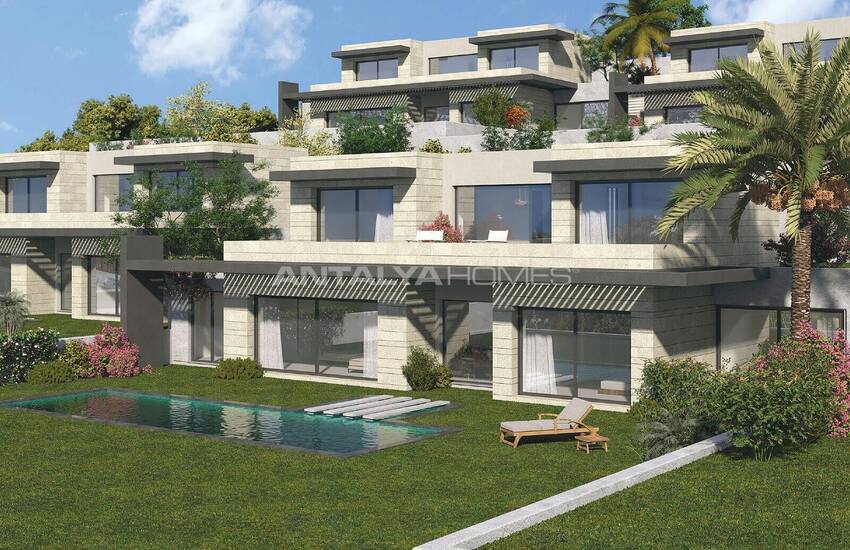 فيلات مطلة على الحمام سباحة والبحر في المدينة بودروم خليج جوندوغان 3