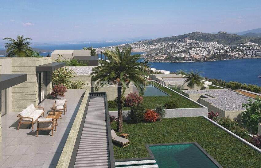 فيلات مطلة على الحمام سباحة والبحر في المدينة بودروم خليج جوندوغان 5