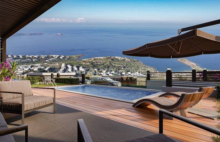 Panoramablick Över Havet Stenvillor I Bodrum Yalikavak 6