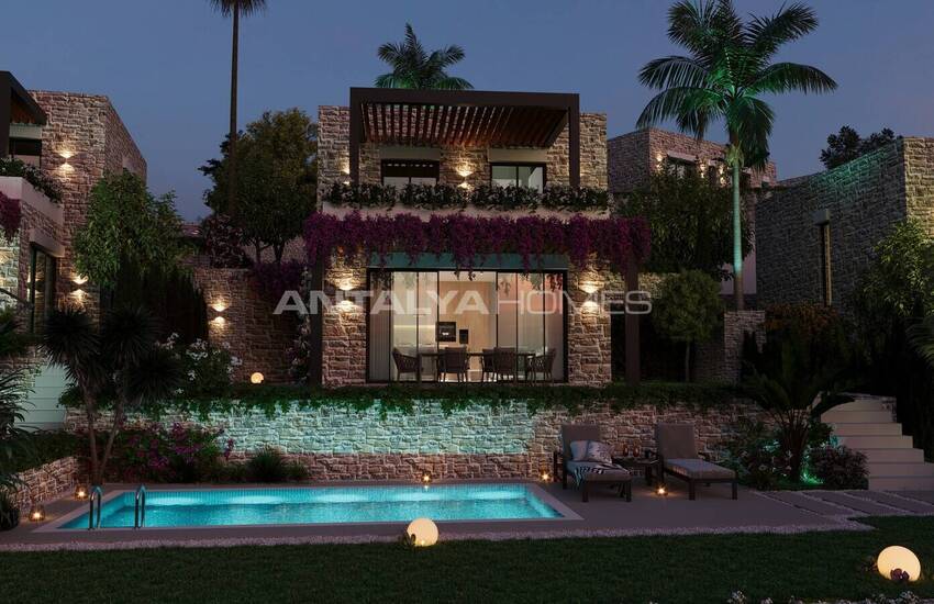 Bodrum Yalıkavak'ta Taş Kaplama Deniz Manzaralı Müstakil Villalar 11