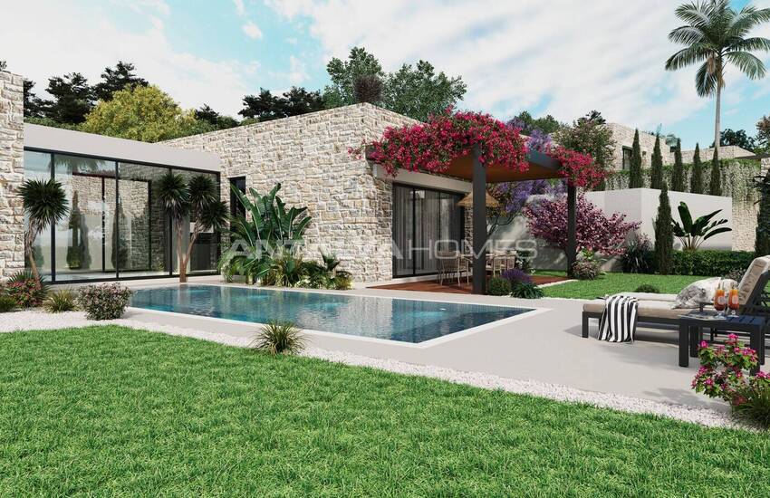 Bodrum Yalıkavak'ta Taş Kaplama Deniz Manzaralı Müstakil Villalar 10