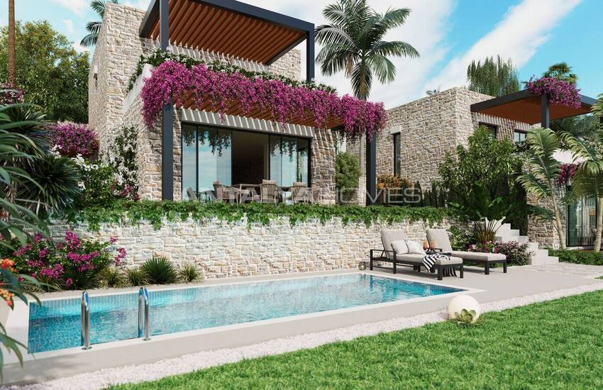 Bodrum Yalıkavak'ta Taş Kaplama Deniz Manzaralı Müstakil Villalar 4