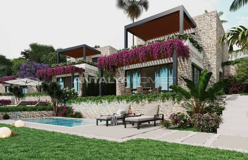 Bodrum Yalıkavak'ta Taş Kaplama Deniz Manzaralı Müstakil Villalar 3