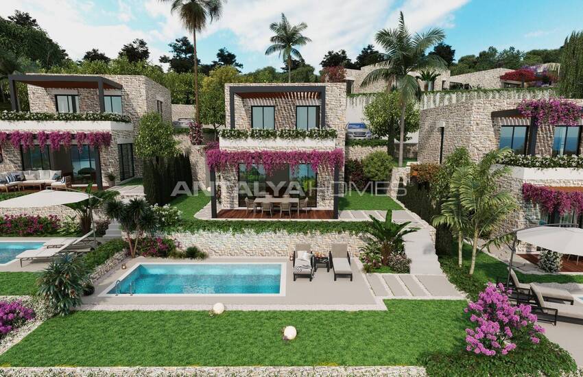 Bodrum Yalıkavak'ta Taş Kaplama Deniz Manzaralı Müstakil Villalar 6