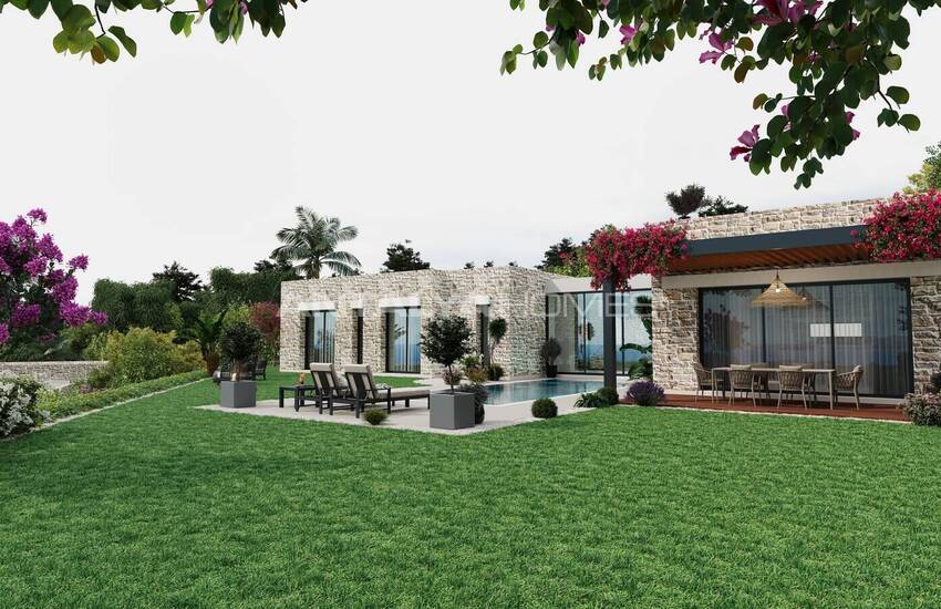 Bodrum Yalıkavak'ta Taş Kaplama Deniz Manzaralı Müstakil Villalar 9