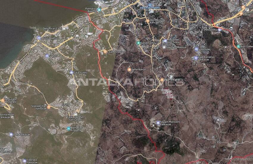 Участок в Бодруме с видом на море рядом с пристанью Ялыкавак 4